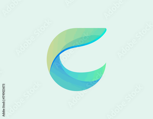 This image presents a fluid abstract symbol created using gentle wave shapes and a gradient color palette, evoking feelings of calmness and serenity.