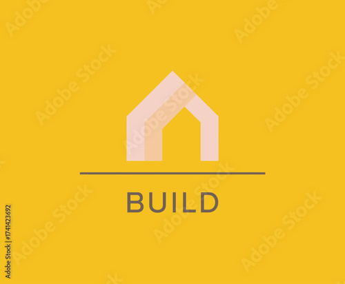This logo features an abstract representation of a house in soft colors, ideal for a construction or building brand, symbolizing shelter, comfort, and home.