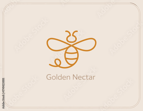 This minimalist logo features a stylized bee with a rounded design, representing sweetness and natural products like honey, ideal for branding related to bees and nature.