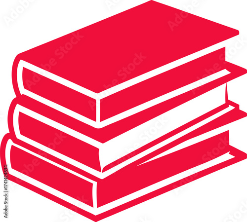 stack of three red books icon, education and knowledge symbol