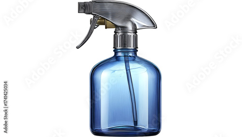 A sleek blue spray bottle, ideal for gardening and cleaning tasks, showcasing modern design and functionality.