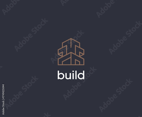This logo features a geometric design representing the concept of building and construction, with a modern touch perfect for architecture or construction-related businesses.