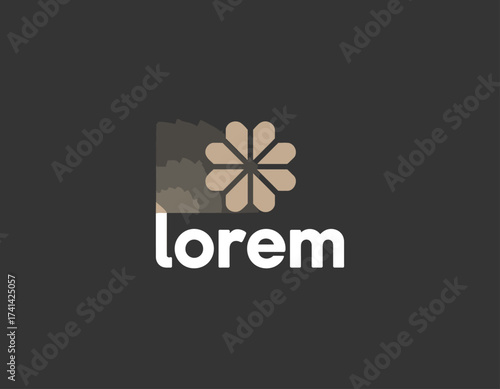 An innovative logo design for a brand named Lorem Ipsum, depicting a creative approach in graphic design with a sleek and modern aesthetic.