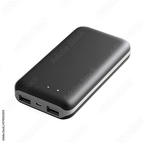 A sleek black power bank designed for portability and efficiency, perfect for charging devices on the go.
