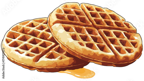 Delicious Waffles Food Vector Icon Art with Outline for Graphic Design Projects