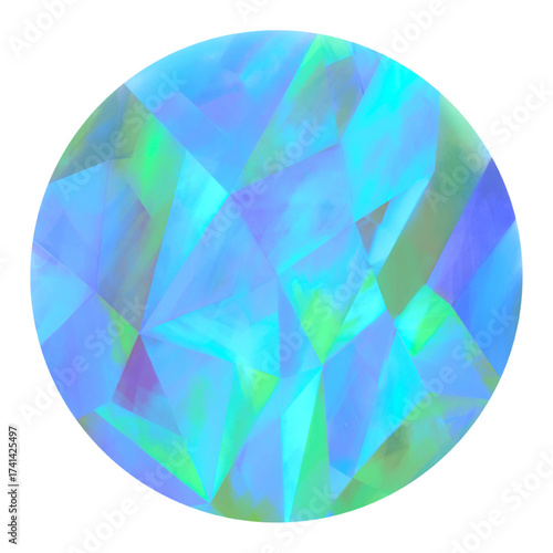 beautiful blue gemstone-like illustration, colorful round cut-glass-like illustration