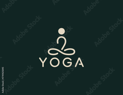 A serene and calming logo design featuring a stylized yoga figure expressing tranquility and balance, perfect for wellness and fitness branding.