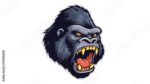 Fierce Wild Gorilla Head Face Design Illustration