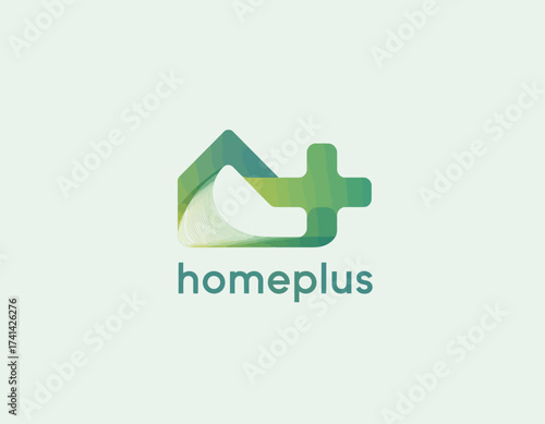 This logo for Homeplus incorporates a stylized house shape and plus symbol, demonstrating a contemporary approach to home improvement and lifestyle branding.