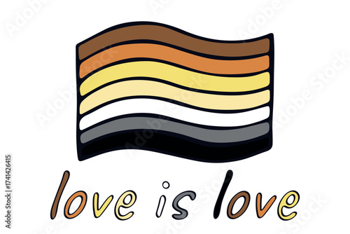 Colorful Bear brotherhood pride flag Happy pride day LGBTQ community Pride Month Vector hand drawn doodle for posters, stickers, logo, cards