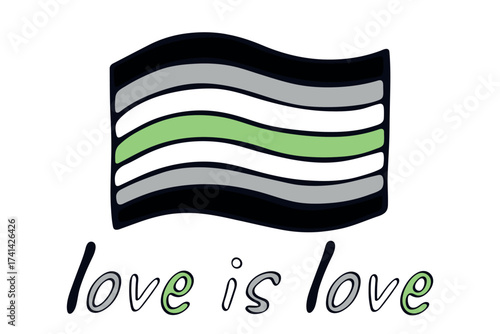 Colorful Agender pride flag Happy pride day LGBTQ community Pride Month Vector hand drawn doodle for posters, stickers, logo, cards