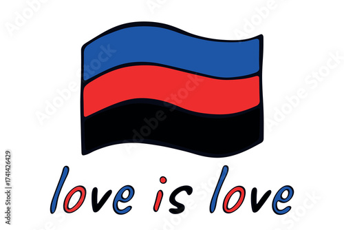 Colorful Polyamory pride flag Happy pride day LGBTQ community Pride Month Vector hand drawn doodle for posters, stickers, logo, cards