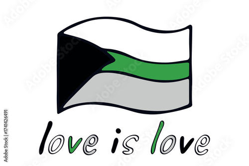 Colorful Demiromantic pride flag Happy pride day LGBTQ community Pride Month Vector hand drawn doodle for posters, stickers, logo, cards