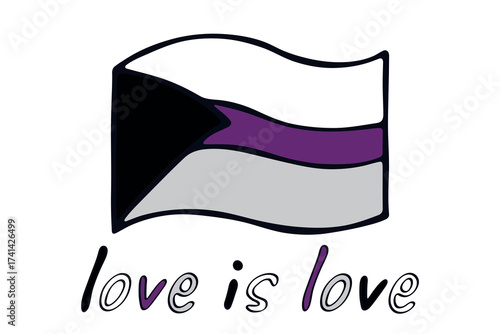 Colorful Demisexual pride flag Happy pride day LGBTQ community Pride Month Vector hand drawn doodle for posters, stickers, logo, cards