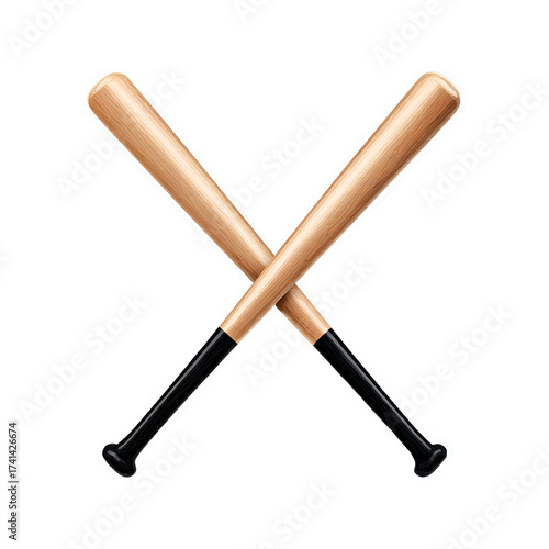 Two crossed baseball bats on a simple background, symbolizing teamwork and sportsmanship in baseball.