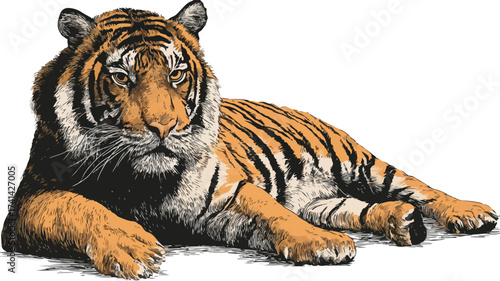 Majestic Tiger Vector Illustration Inspired by Wildlife in Graphics