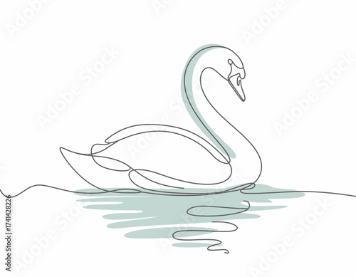 The image features a graceful line drawing of a swan positioned calmly on water, symbolizing tranquility, beauty, and harmony found in nature.