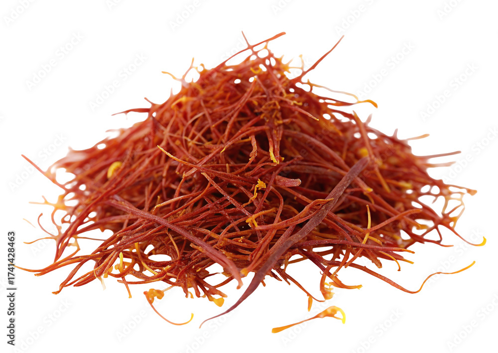 Fototapeta premium Close-up view of a vibrant cluster of saffron threads a culinary spice from crocus flowers