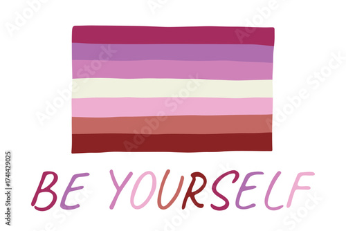Colorful Lesbian pride flag Happy pride day LGBTQ community Pride Month Vector hand drawn doodle for posters, stickers, logo, cards