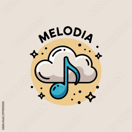 This vibrant image features a playful music cloud with a note design, symbolizing creativity and joy, making it perfect for themes related to sound and imagination.