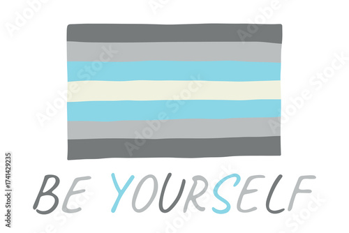 Colorful Demiboy pride flag Happy pride day LGBTQ community Pride Month Vector hand drawn doodle for posters, stickers, logo, cards