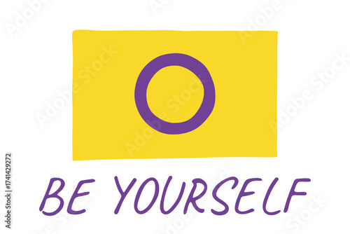 Colorful Intersex pride flag Happy pride day LGBTQ community Pride Month Vector hand drawn doodle for posters, stickers, logo, cards