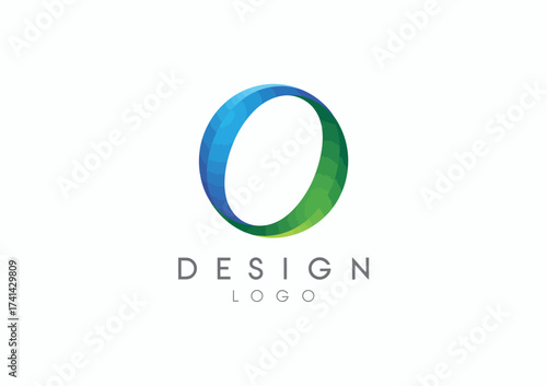 This image features a modern logo design that incorporates a circular shape in gradient blue and green, showcasing a sleek and professional appearance for branding.