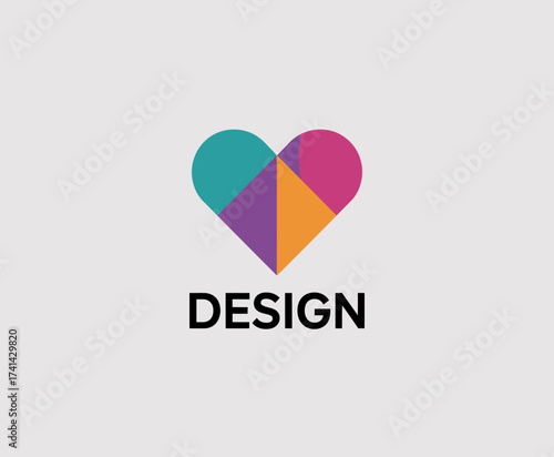 This image illustrates a vibrant heart shape embodying the essence of design and creativity, conveying a deep passion for art and aesthetic appreciation in a modern style.
