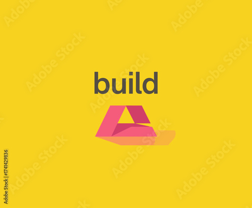 This striking image presents a logo featuring the word 'build' creatively integrated with a geometric structure, making it perfect for construction or design companies.