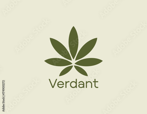 This image showcases a minimalistic green leaf logo representing Verdant, a brand that emphasizes freshness, sustainability, and nature-inspired designs.