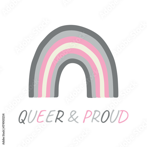 Colorful rainbow shape Demigirl pride flag Happy pride day LGBTQIA community Pride Month Vector hand drawn doodle for posters, stickers, logo, cards