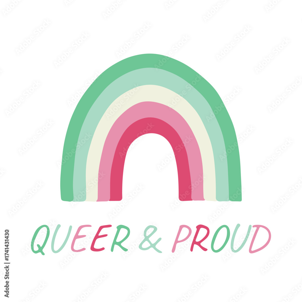Fototapeta premium Colorful rainbow shape Abrosexual pride flag Happy pride day LGBTQIA community Pride Month Vector hand drawn doodle for posters, stickers, logo, cards
