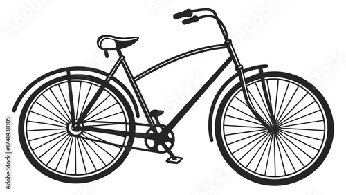 Classic Cruiser Bike: A vintage cruiser bicycle, elegantly illustrated with clean lines and a timeless design. Perfect for evoking a sense of freedom and nostalgia. 