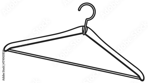 Minimalist Hanger: A simple yet elegant black and white outline of a classic wooden hanger, highlighting its form and functionality with clean lines and shadows. 