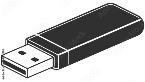 USB flash drive: A sleek, monochrome image of a USB flash drive. Perfect for tech, data storage, and digital concepts.