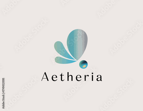 Aetheria's logo features fluid shapes and a soothing color palette, symbolizing balance, tranquility, and creativity for wellness and lifestyle brands.