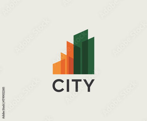An abstract logo featuring a stylized city skyline represents urban development and modern living. Ideal for real estate or construction businesses showcasing vitality and growth.