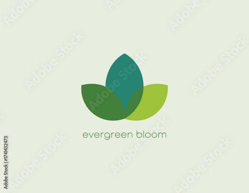 The logo features a blooming plant with layered leaves, representing growth and rejuvenation in a fresh and stylish way, perfect for eco-friendly brands and natural products.