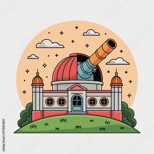 An inviting observatory featuring a large telescope under a starry night sky, symbolizing the exploration of space and the wonder of astronomy.