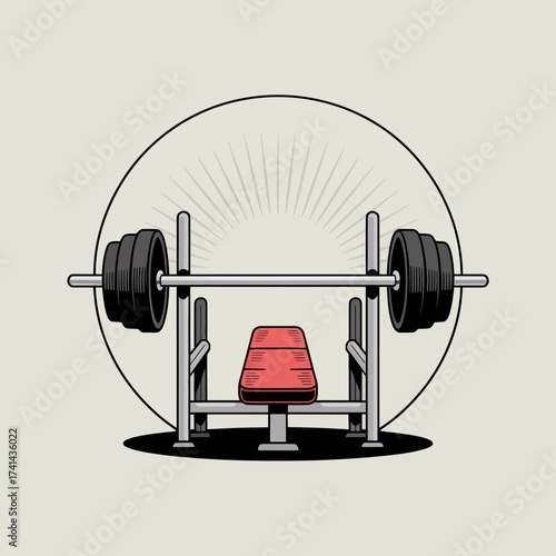 A visually appealing representation of a weightlifting bench and barbell, perfect for fitness lovers, gym owners, and athletic-themed projects, showcasing strength and determination.