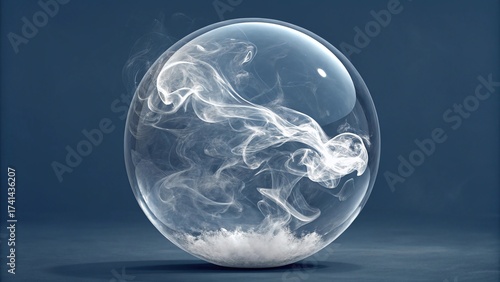 Mystical crystal ball filled with swirling smoke, creating an ethereal and enchanting atmosphere, a symbol of divination and the unknown