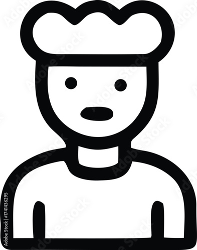 Simple stylized chef icon representing culinary professional and food preparation service