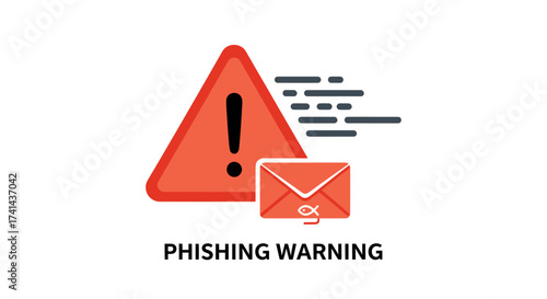 Red Warning Triangle and Envelope Phishing Alert Icon.