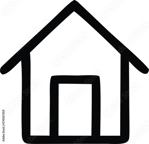 Simple hand drawn house icon minimalist outline dwelling symbol for home real estate residential property concept