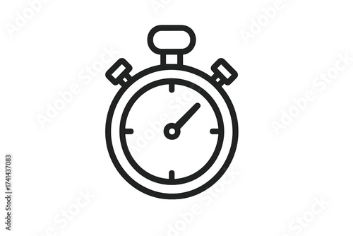 Stopwatch line icon, outline linear style pictogram isolated on white, chronometer clock symbol, timer vector illustration, precise time measurement, countdown stopwatch design