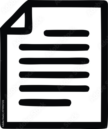 Simple hand drawn document icon symbol representing text or information content with lines