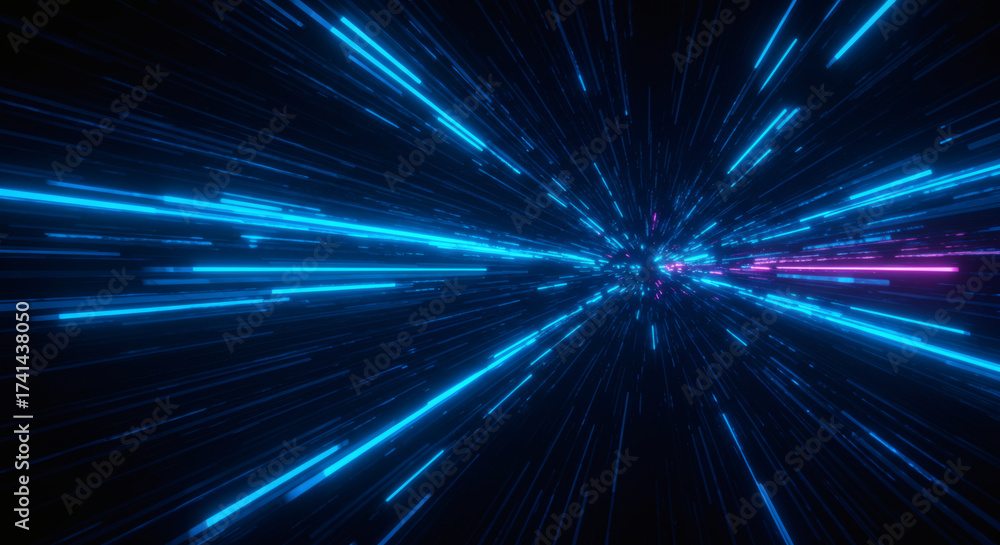 Obraz premium ABSTRACT SPEED BLUE LIGHTS BACKGROUND, FUTURISTIC TECHNOLOGY PATTERN