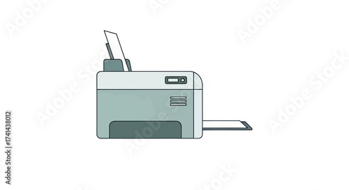 Modern Office Printer with Paper Tray and Control Panel.