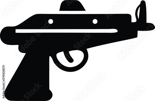 Iconic submachine gun silhouette simple black graphic for modern designs and military themes striking visual element