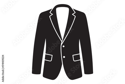 Men blazer or jacket symbol simple silhouette icon. Vector Black silhouettes. with white background